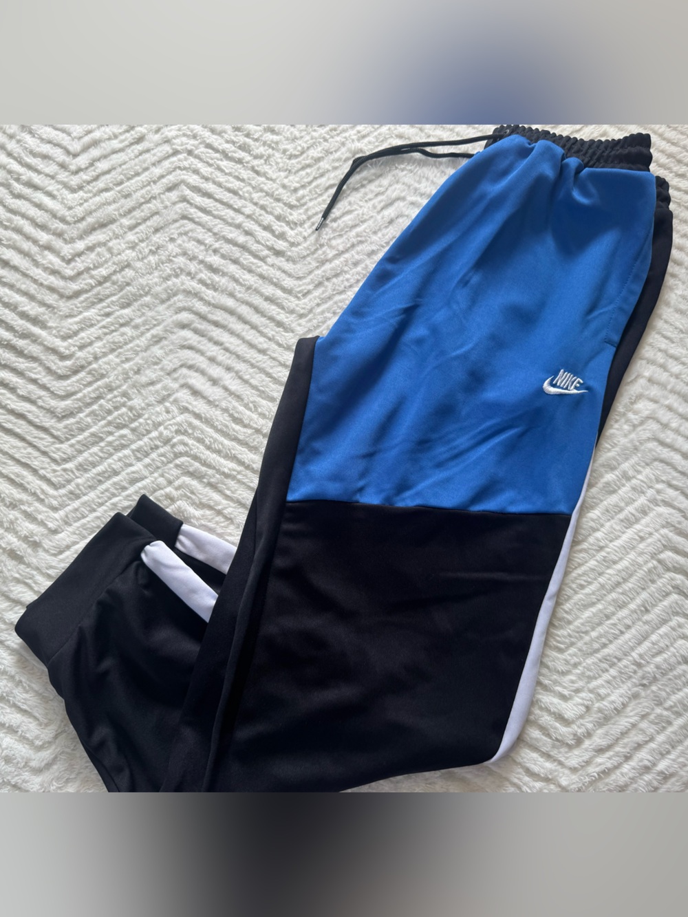 Nike Tricot Colorblock Track Pants Mens 4XL Black Royal Blue White Stripe AUTHEN